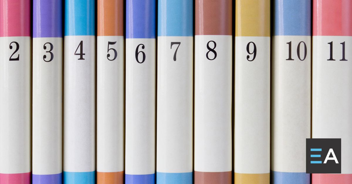 A lineup of books numbers 2 through 11