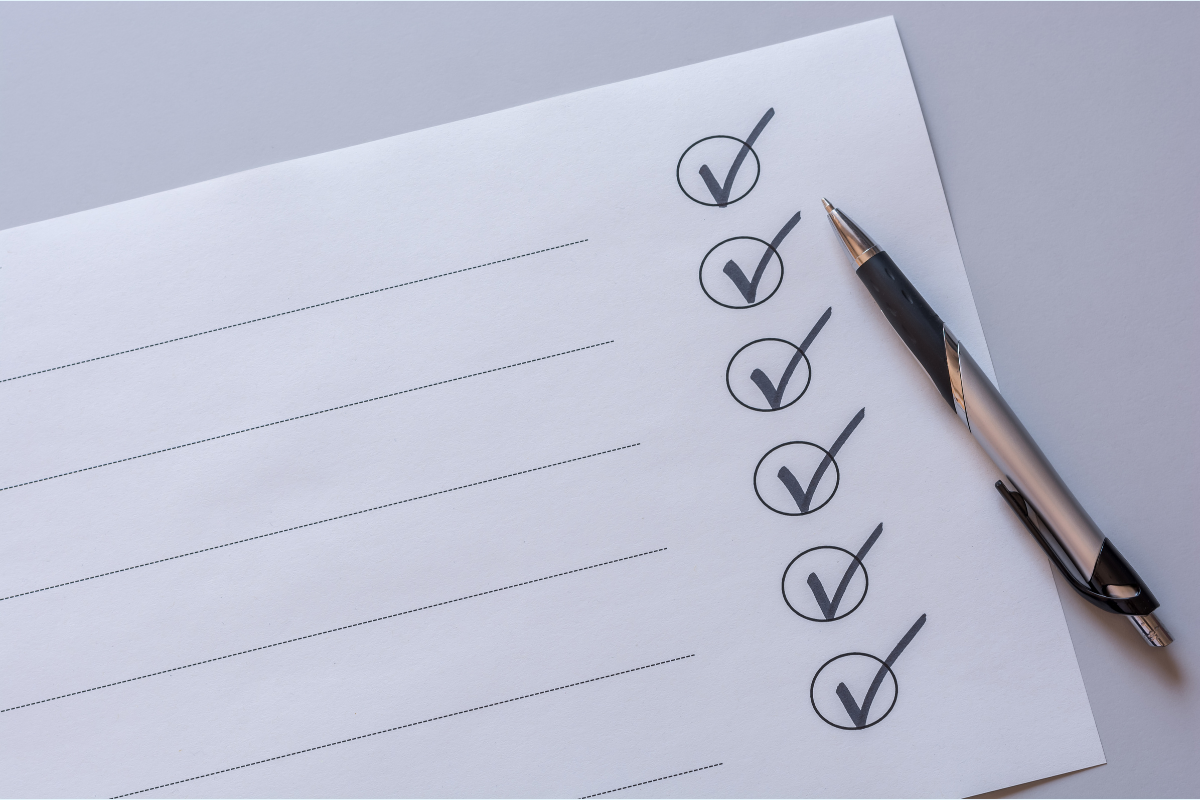 A blank checklist fully checked off