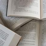 Printed books in a pile