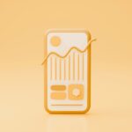 An abstracted graphic of a smart phone displaying marketing graphs on a yellow background