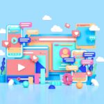 A graphic collage of online book marketing platforms