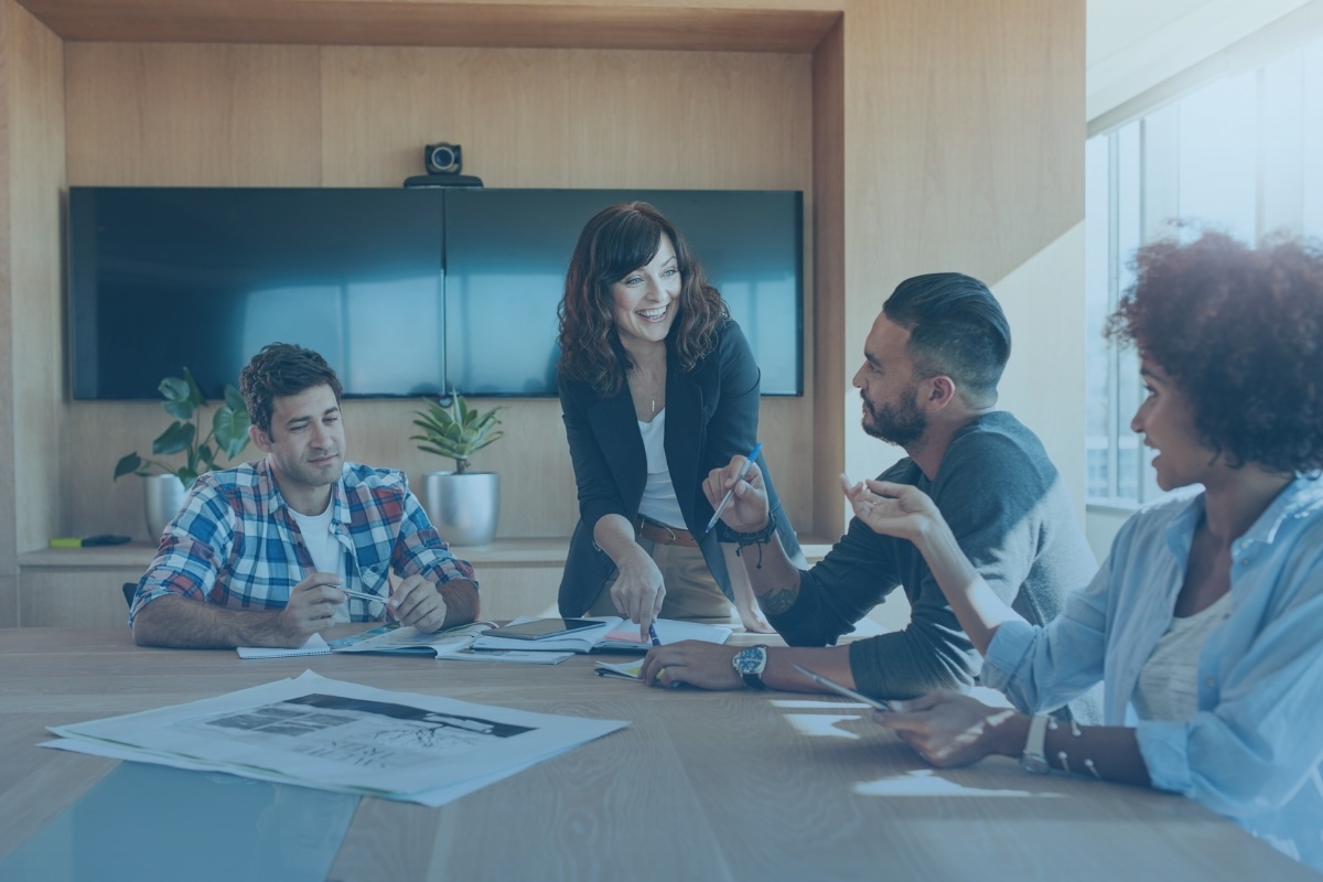 Colleagues working together in an office setting