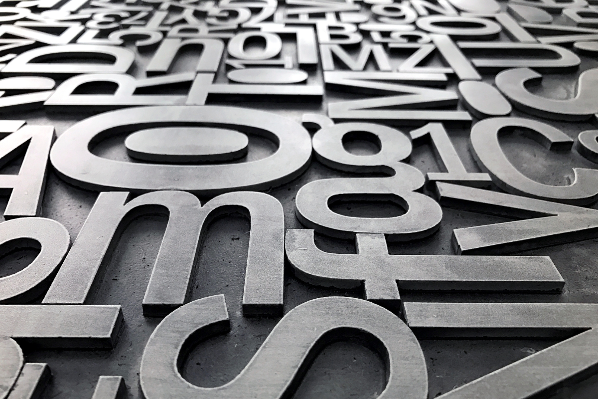 Typography letters arranged in a box