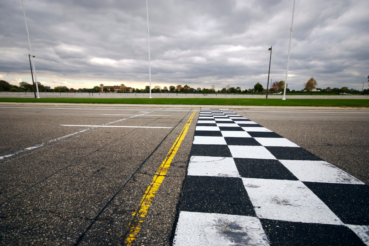 The finish line at a racing track