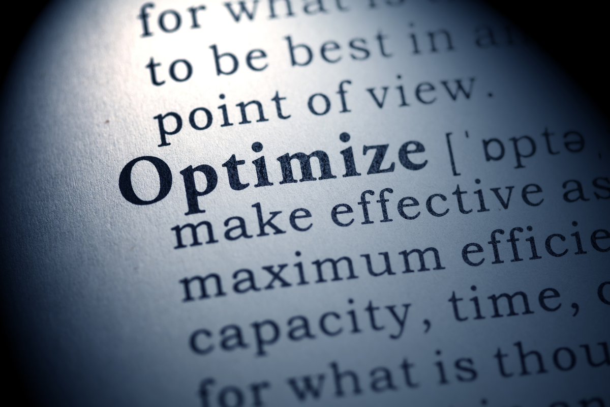 The dictionary entry for the word optimize