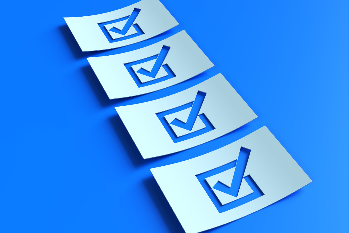 Check boxes on a blue background