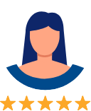 woman in circle with 5 stars floating below