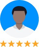 man illustration in circle with 5 stars floating below